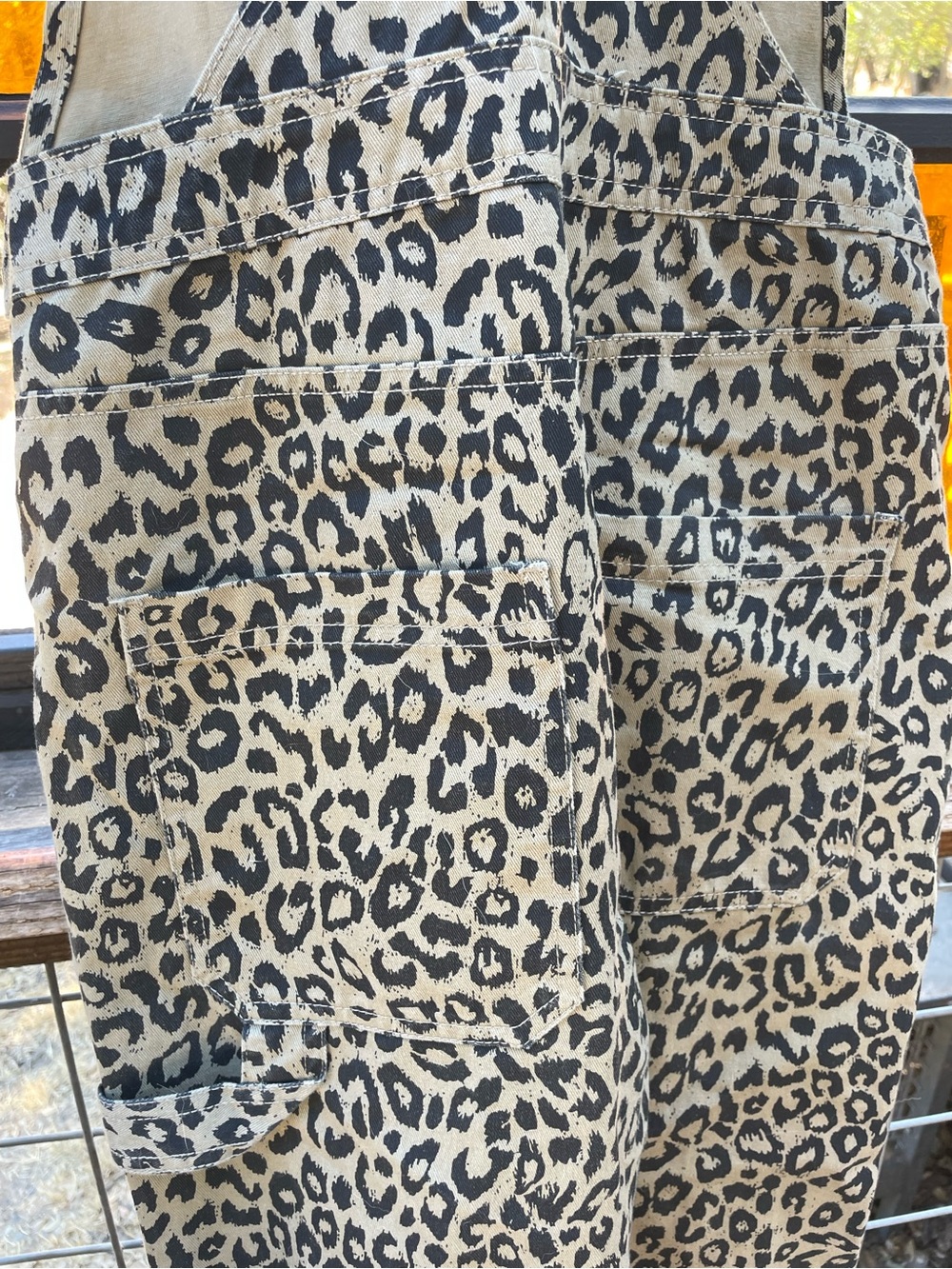 Obey UNISEX Leopard-Print Overalls in Tan and Black - Picture 7 of 10
